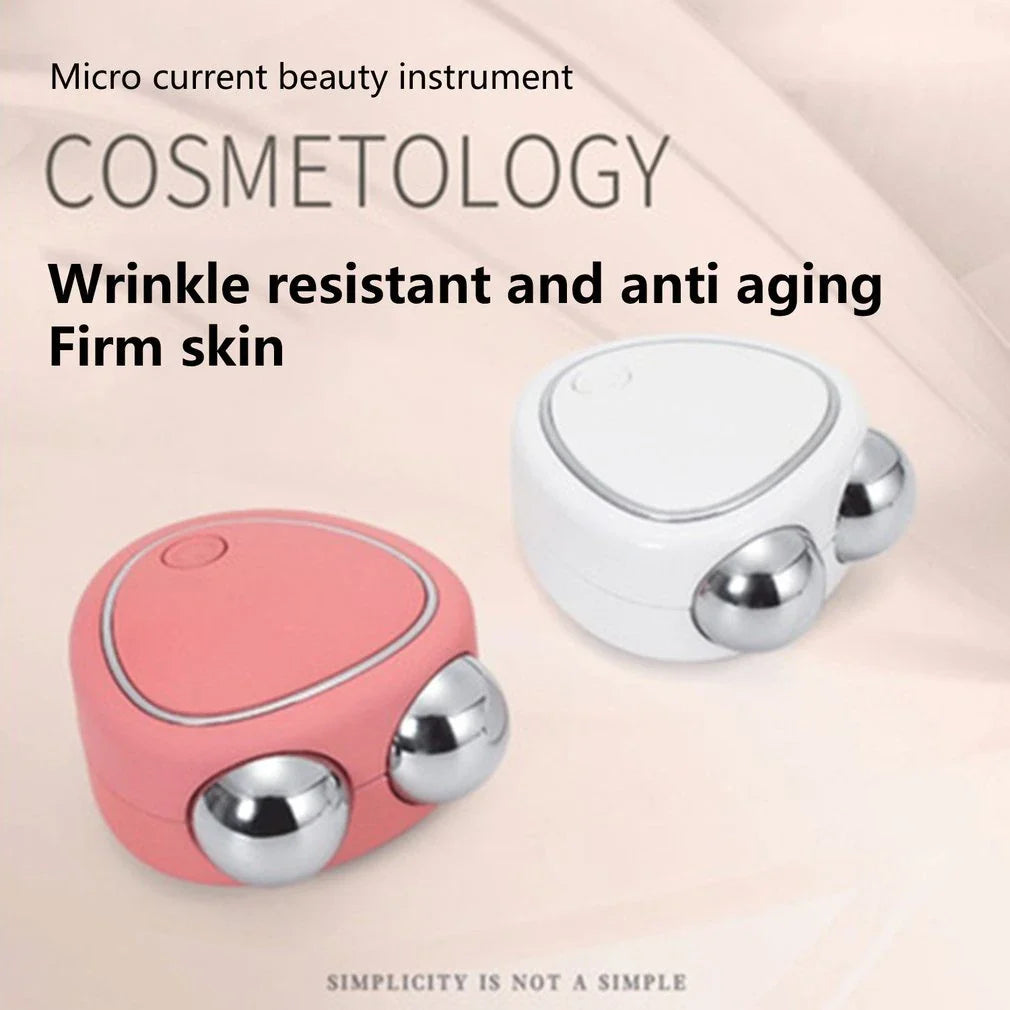 Toning Facial Microcurrent Beauty Device with Dual Massage Rollers for Skin Rejuvenation and Wrinkle Reduction