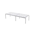 White telescopic plastic kitchen rack at extended height with ground installation