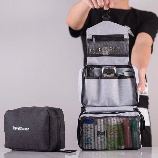 Versatile Travel Organizer Bag with Hanging Hook and Multiple Compartments for Organized Storage