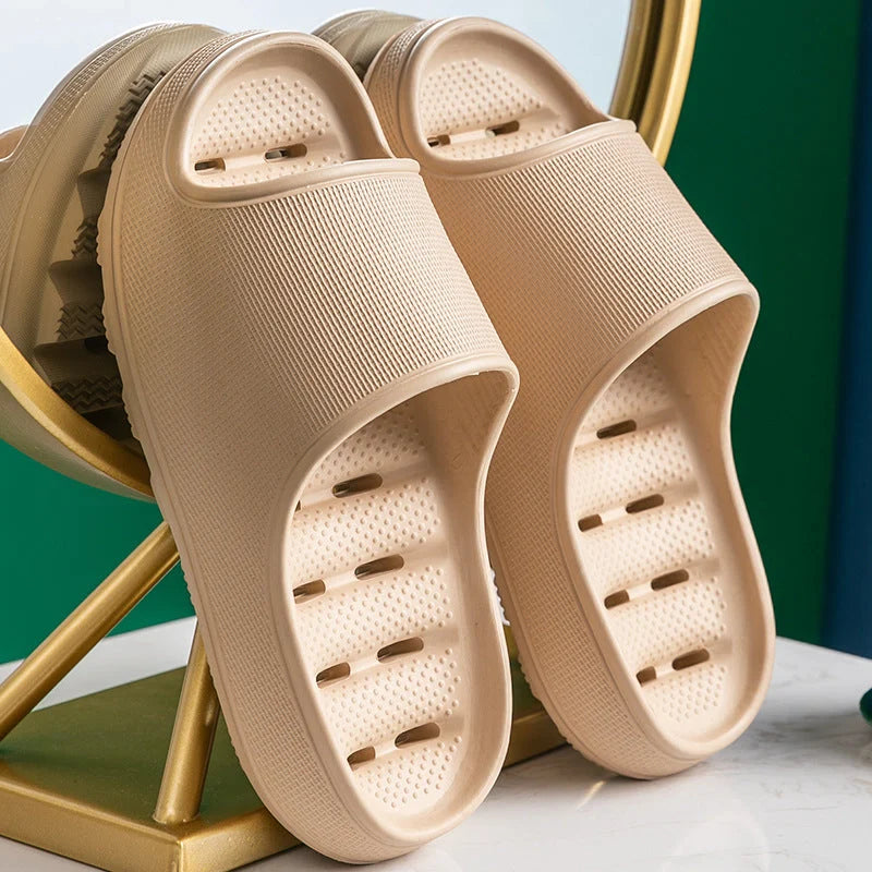 Thick-soled EVA slippers in various colours for home and bathroom use