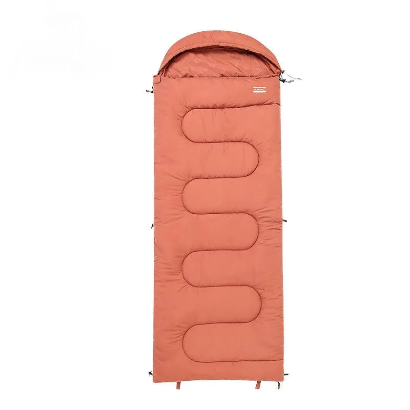 Ochre and olive green ultra-light cotton sleeping bag for outdoor camping
