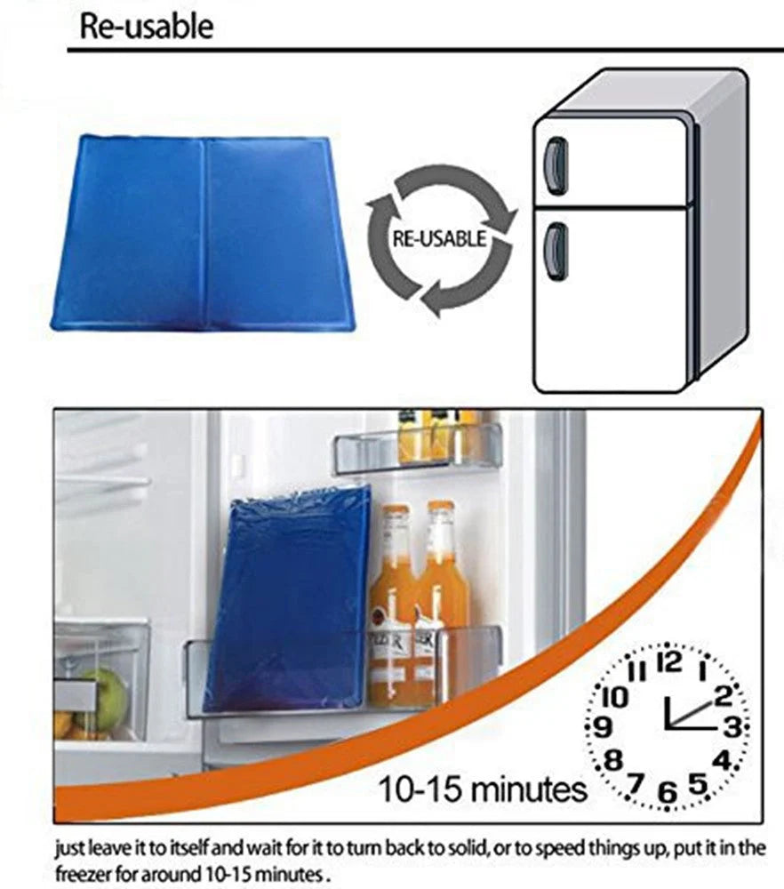 Blue dog cooling mat with pressure-activated technology for summer comfort