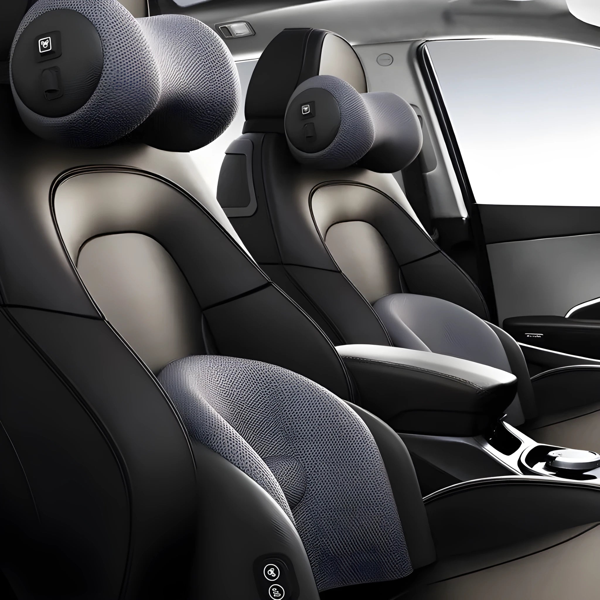 Car electric massage cushion showing memory cotton construction and adjustable positioning features