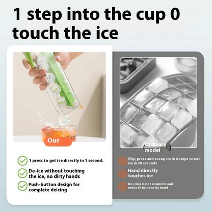 Premium ice cube tray with one-touch release mechanism, made of food-grade materials for clear, perfectly shaped ice cubes