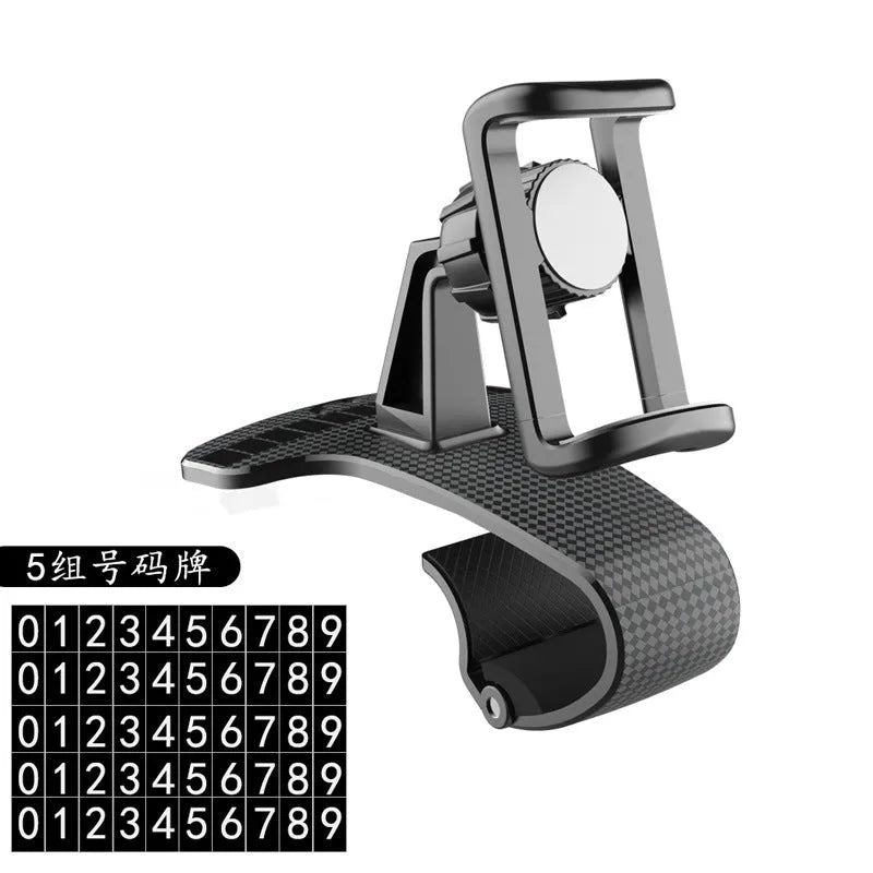 Black car phone holder with 360 degree rotating head and adjustable width mechanism