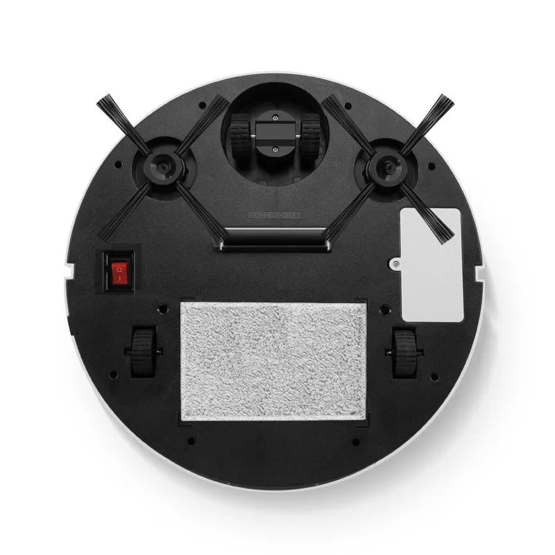 Automatic floor sweeping robot with circular ABS plastic body, 28cm diameter.
