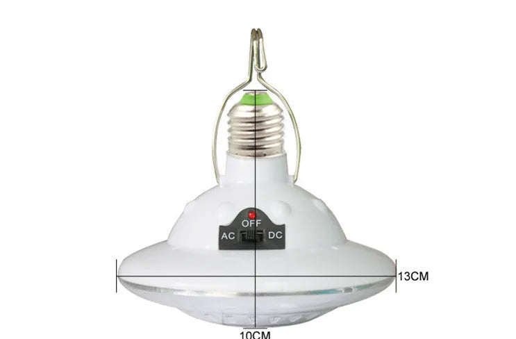 Solar-powered camping LED light with 10W polysilicon panel and 3-metre connecting wire, white colour