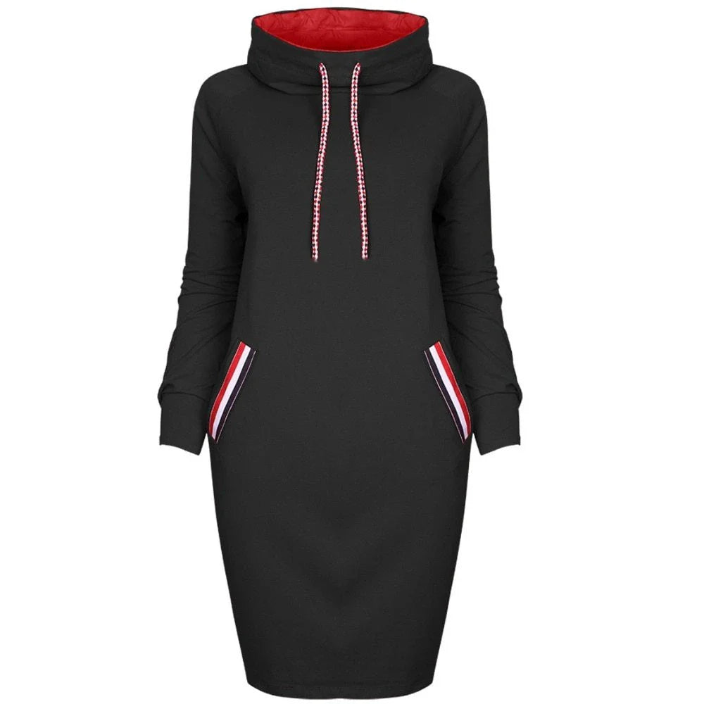 Elegant long sleeve midi dress in various colors, perfect for casual or formal occasions