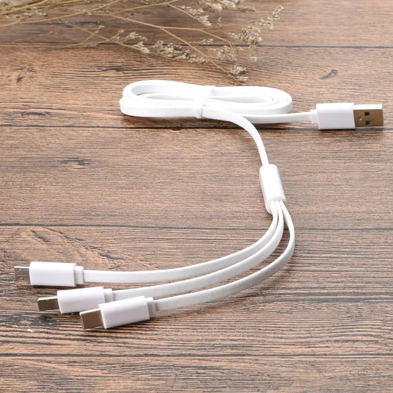 Three-in-one data cable with 1m length and one-to-three split connector in black