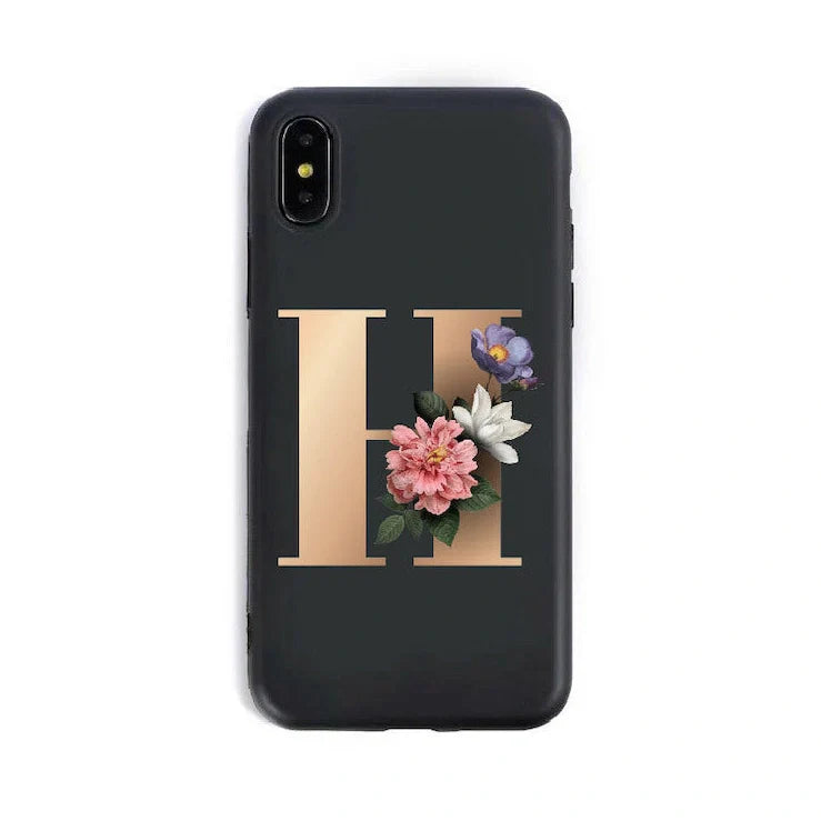 Alphabet silicone phone case showing individual letter design with TPU construction for iPhone protection