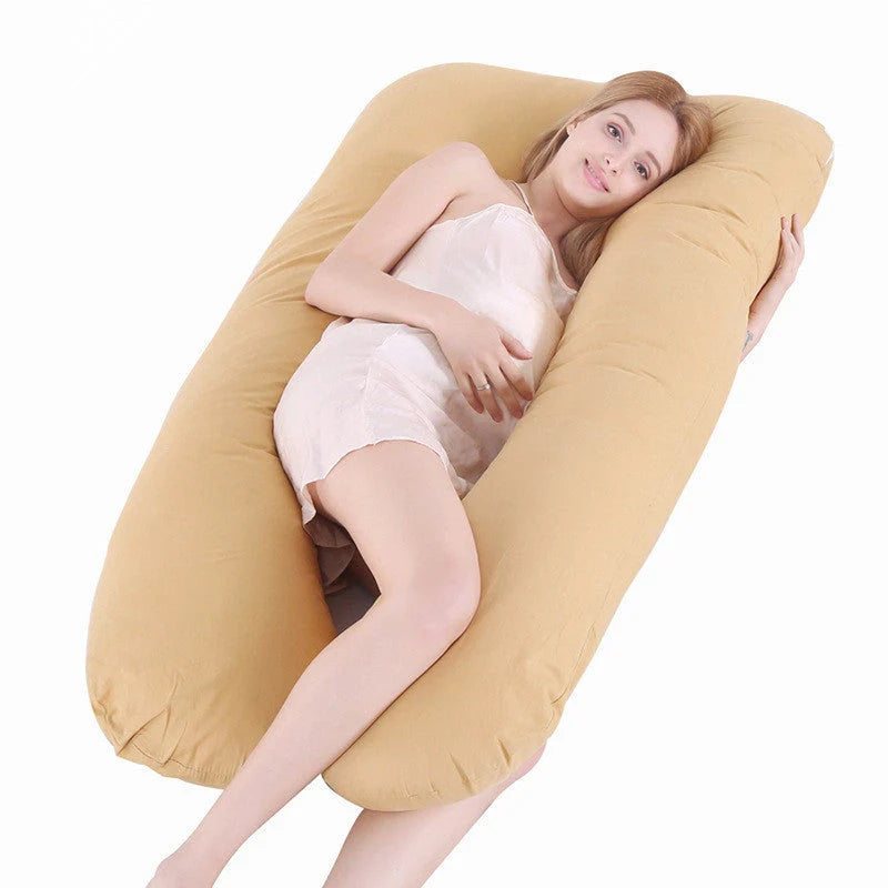 U-shape pregnancy pillow with removable pure cotton cover for support and comfort