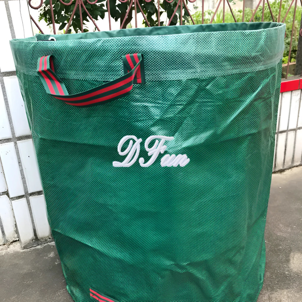 Green polypropylene garden leaf bag for collecting leaves and garden debris, shown with multiple size options.
