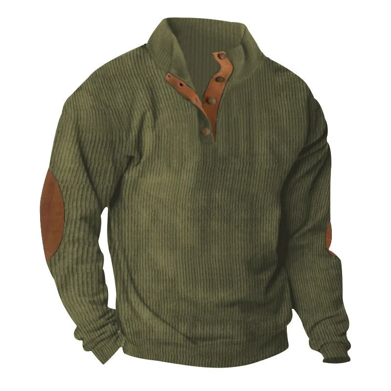 Corduroy casual stand collar long-sleeved sweater in various colours