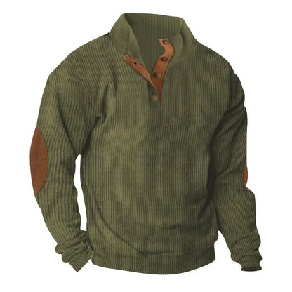 Corduroy casual stand collar long-sleeved sweater in various colours