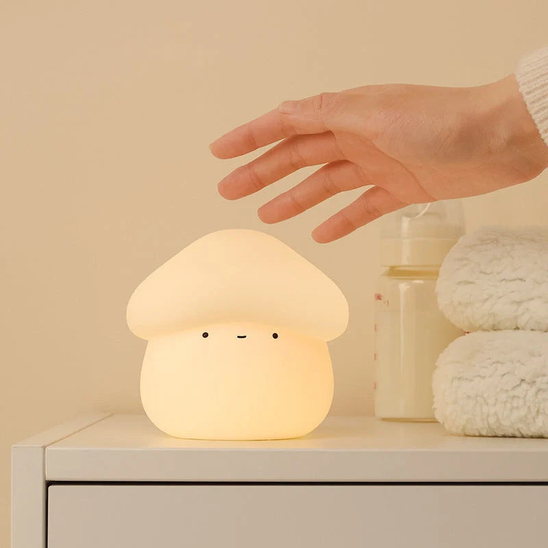 UNew Mushroom Night Lamp with warm white light and silicone base