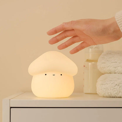 UNew Mushroom Night Lamp with warm white light and silicone base