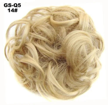 Synthetic wavy curly messy hair bun for women, 12cm diameter, high-temperature wire