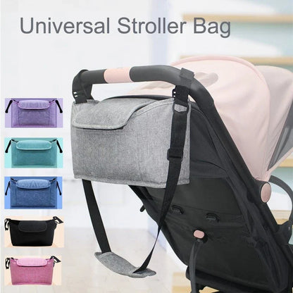 Stylish and functional stroller organizer bag with separate compartments, made of durable cotton and linen materials