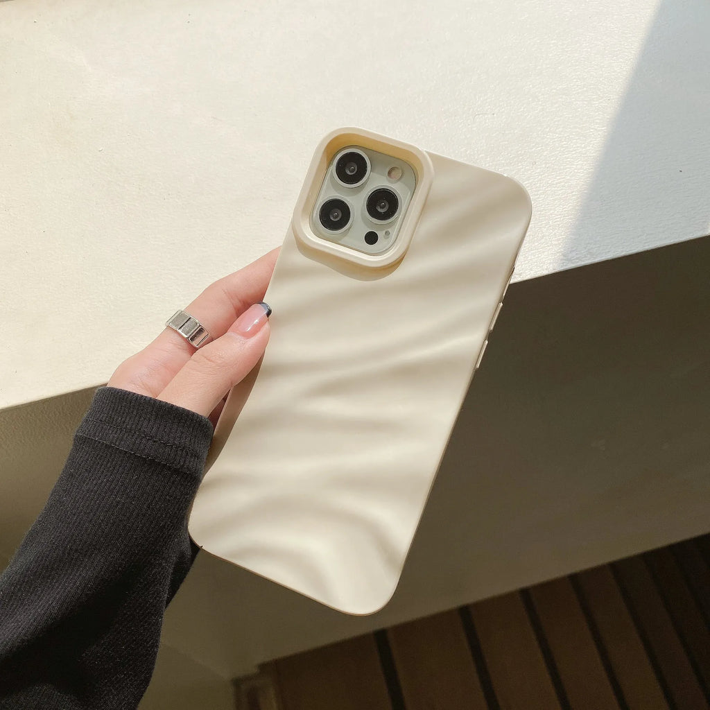 Wave pleated soft TPU phone case for iPhone 17 series in Burgundy colour showing textured pattern
