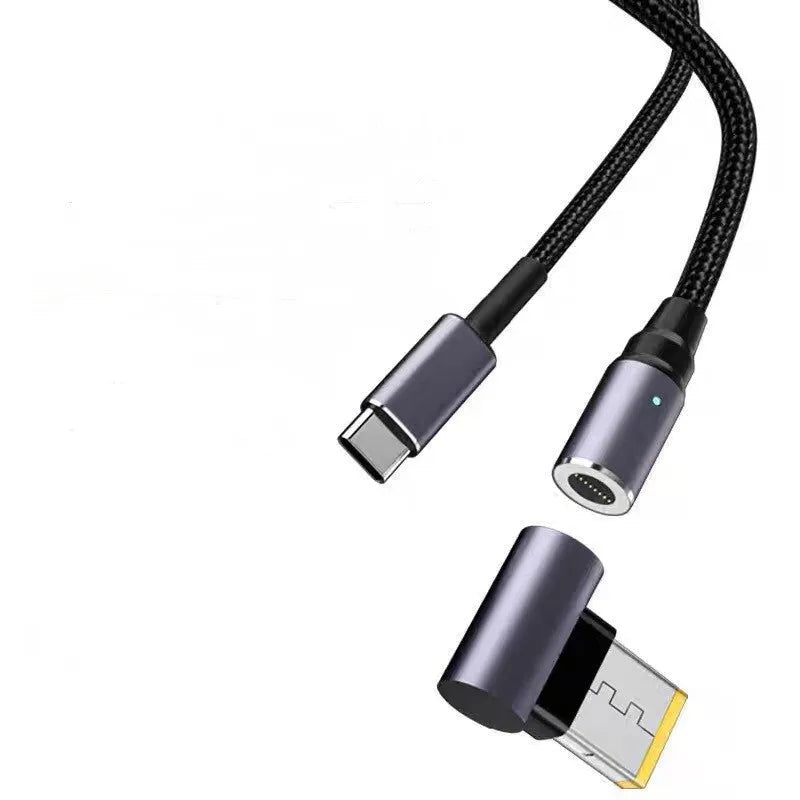 Lenovo 1.8m magnetic charging cable with Type-C to square port connectors showing magnetic connection mechanism