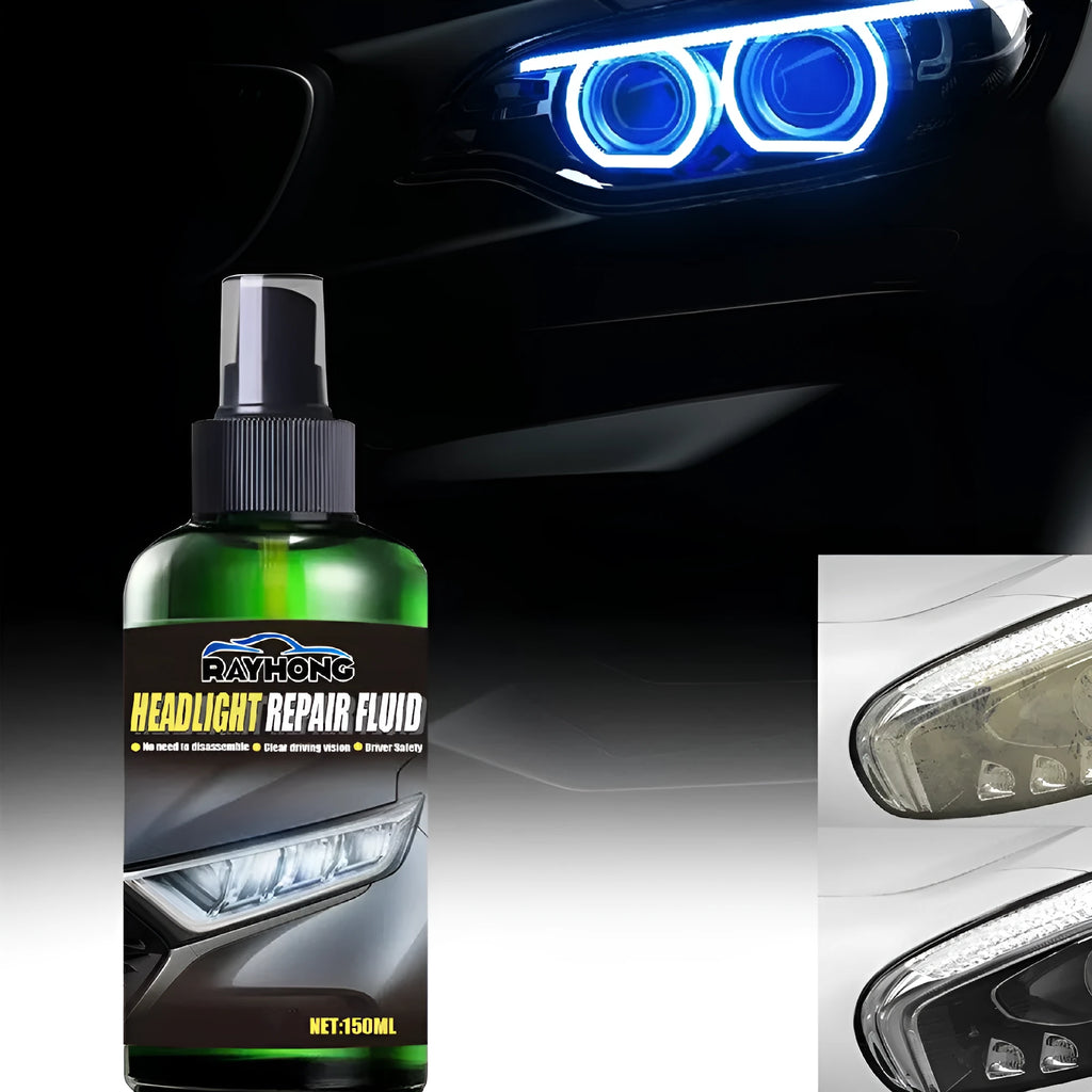 150ml bottle of car headlight repair liquid for restoring yellowed plastic lenses.