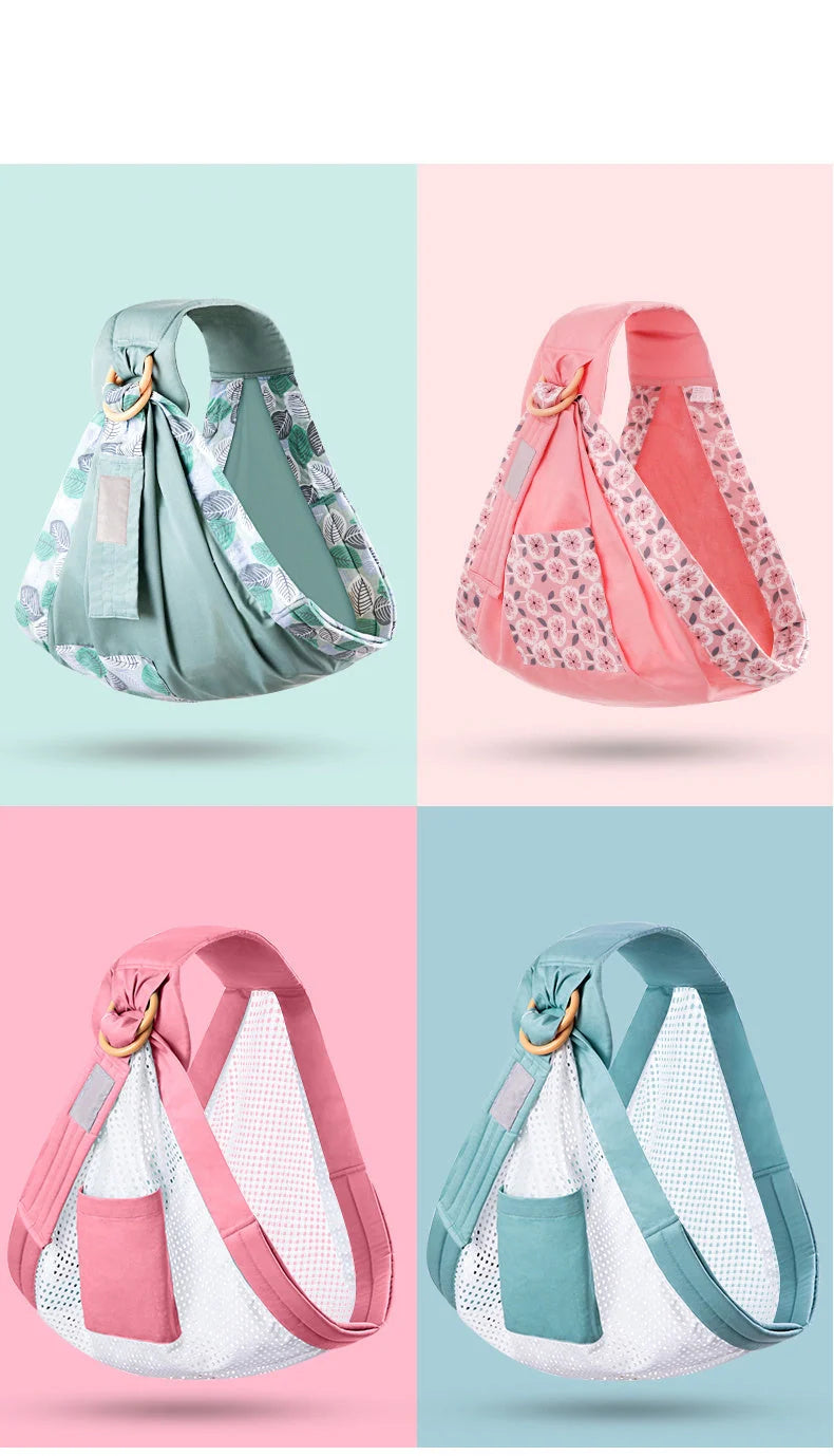 Adjustable baby wrap carrier sling in various colors for comfortable infant nursing