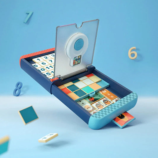 Digital Three Kingdoms Huarong Road Puzzle Toy in blue, designed for children's logical training