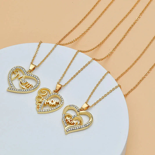 Heart shape diamond letter necklace for women, elegant Mother's Day gift