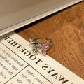 Copper butterfly women's ring with dripping oil finish in simple style design