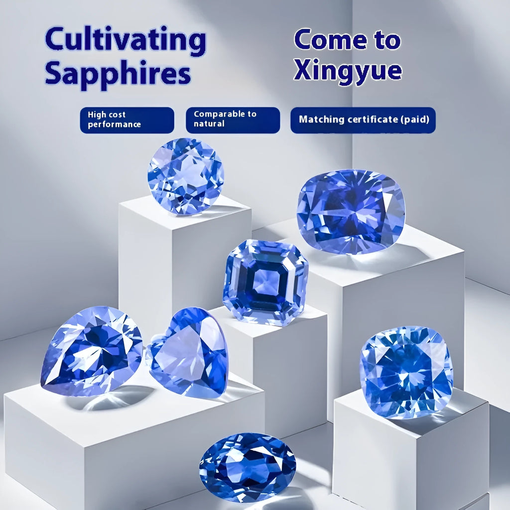 Royal blue love shaped tiara cultivate gemstone with modern simplicity cutting in multiple shapes