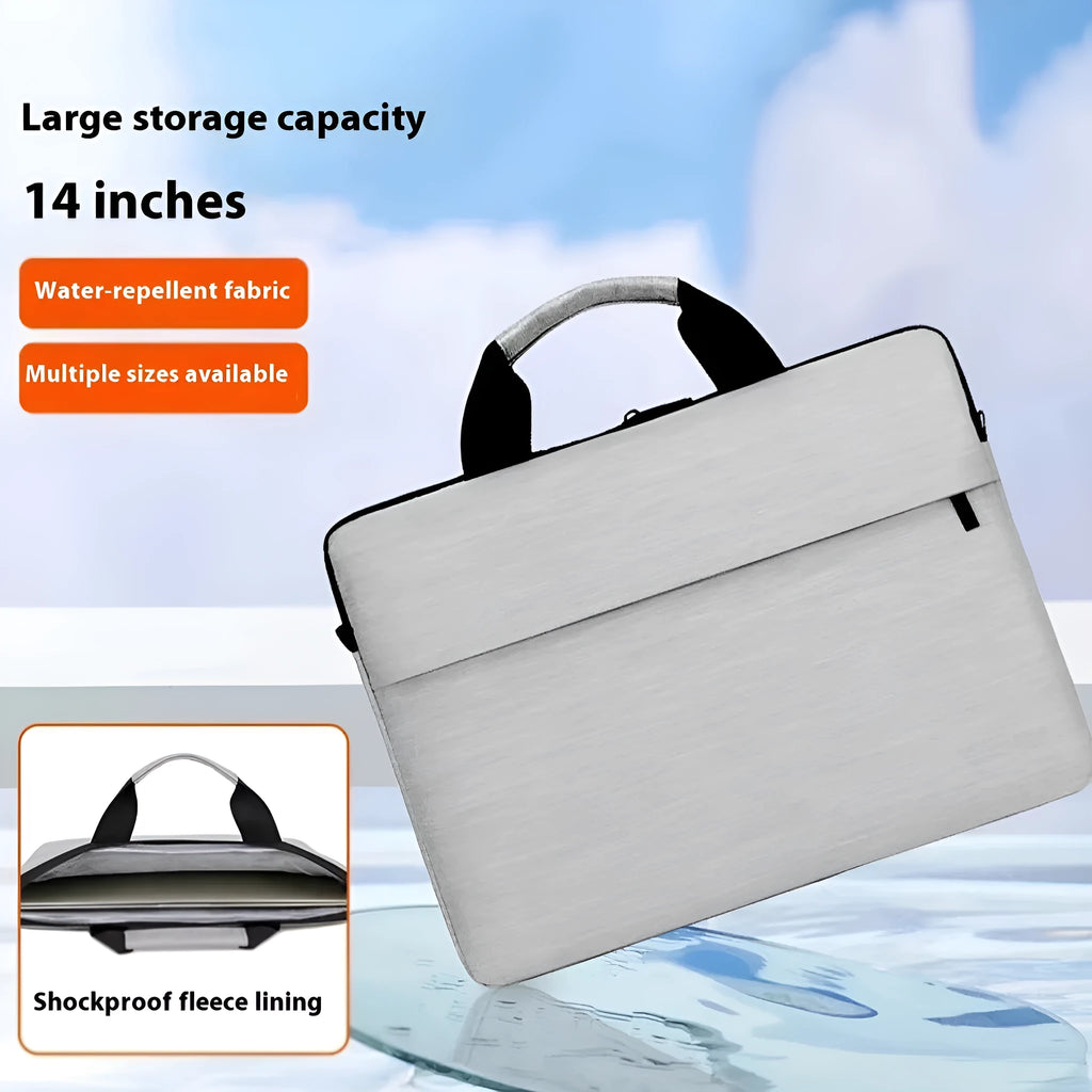 Grey Oxford cloth expandable laptop bag for men with solid colour design.