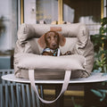 M size green waterproof PU leather dog car bed with removable cushion