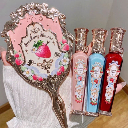 Flower Knows Strawberry Rococo Series Embossed Blush Velvet Matte Lip Glaze in vintage-inspired packaging