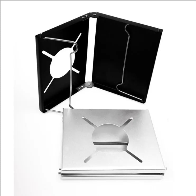 Folding aluminium alloy insulated camping stove holder expanded to 32x21cm, black colour