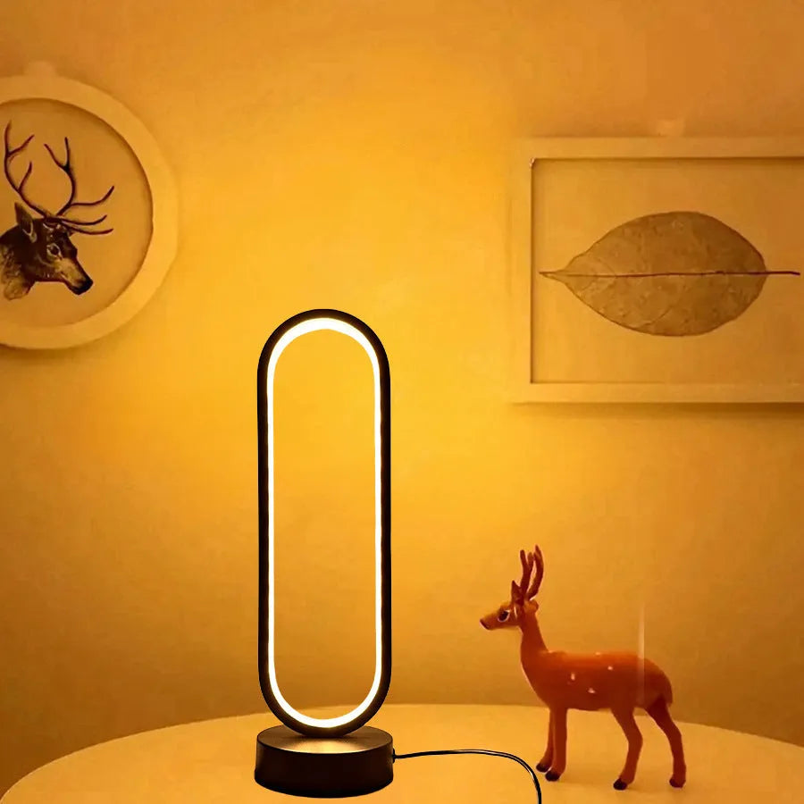 USB LED night lamp ring dimming black white acrylic iron 32 cm decorative wall light