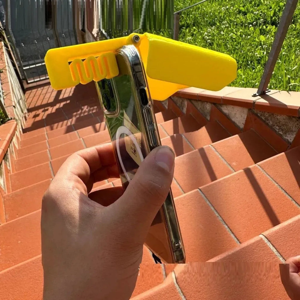 Yellow plastic beachpool phone shade with clip holder for smartphones and tablets