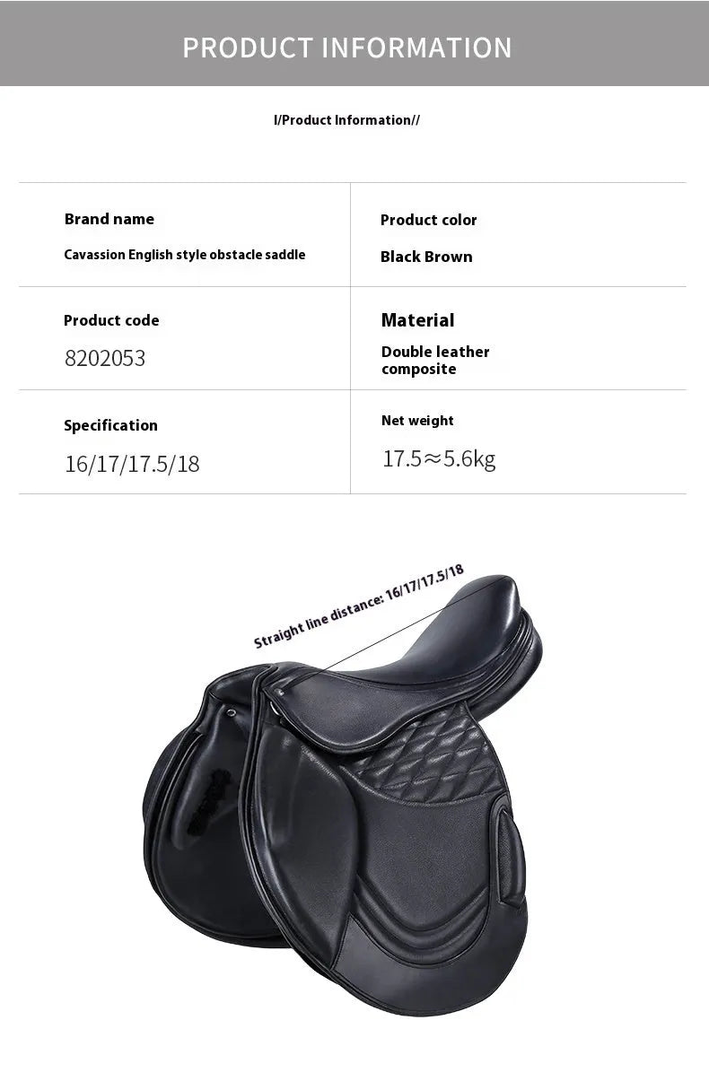 17-inch cowhide equestrian saddle in black colour for horse riding