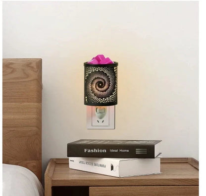 Metal Wall-Plug Wax Melt Warmer with night light function in various patterns