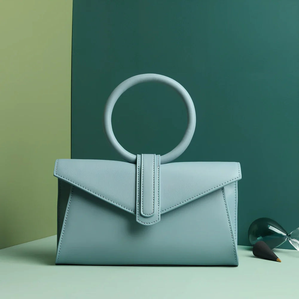 Women's one shoulder diagonal bag in rose red with small pocket, two-layer cowhide, 22x18 cm size