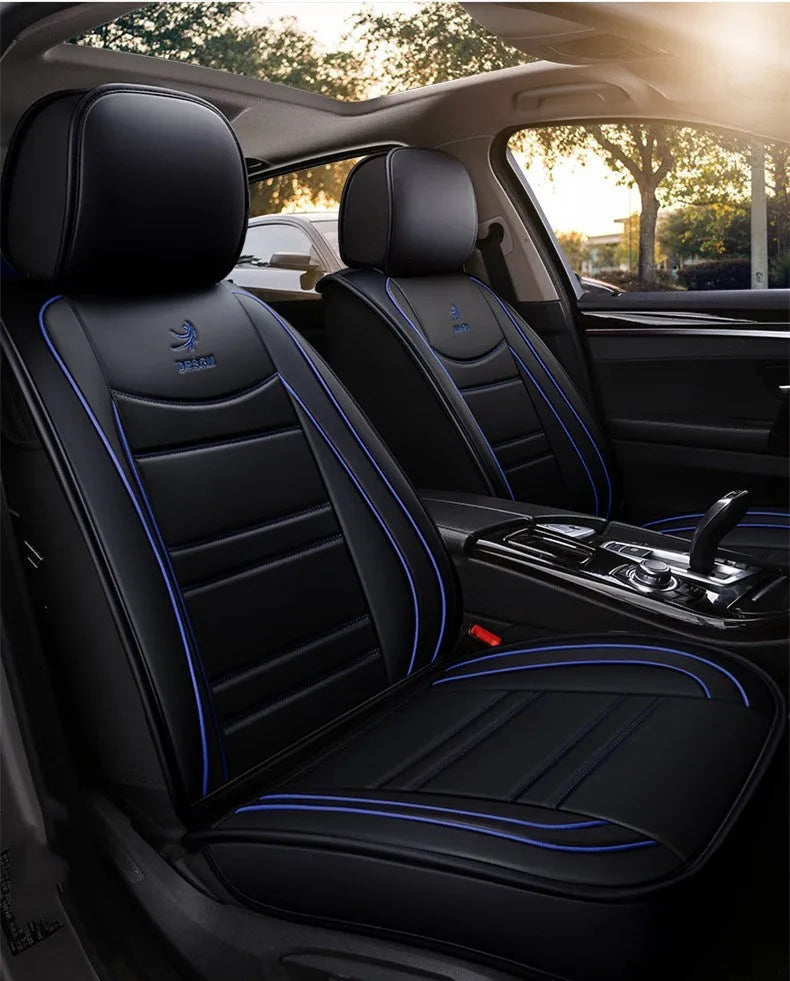 PU leather car seat cover and cushion in black and white colour for universal fit