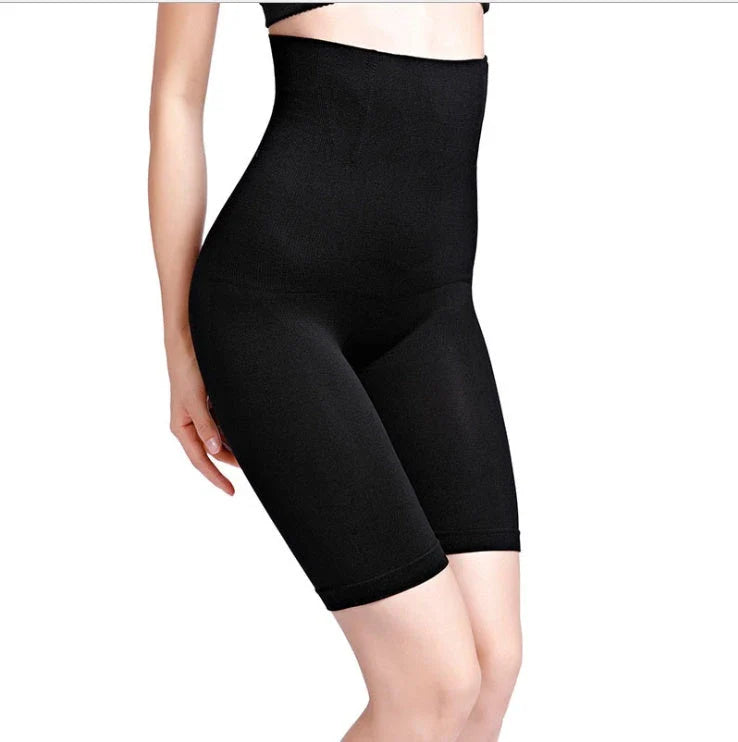 Seamless high-waist shorts in various colors and sizes, designed to smooth and shape the body for a flattering look under any outfit.