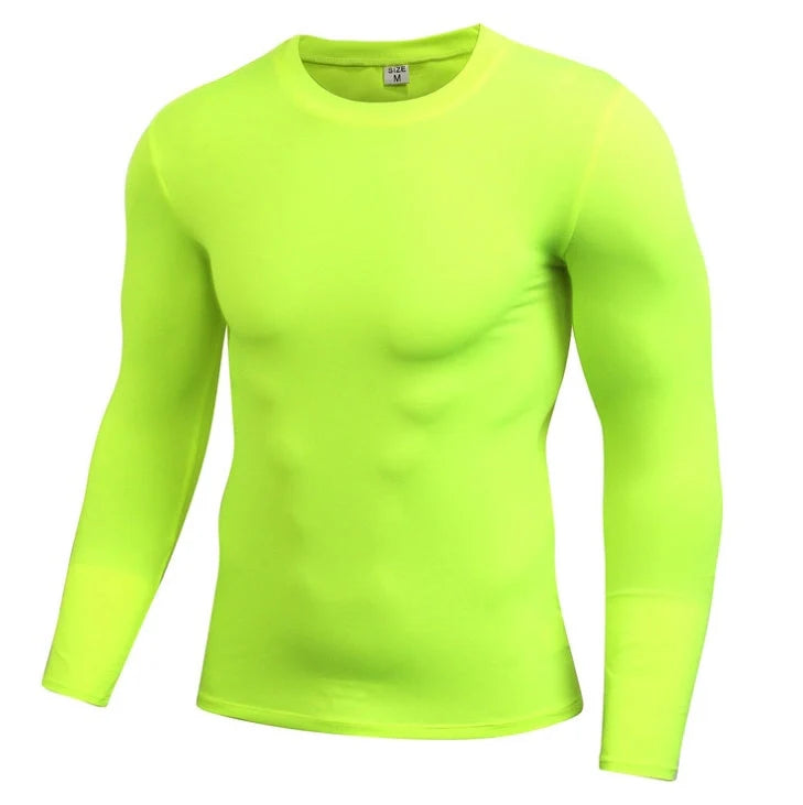 Men's Dry-Fit long sleeve compression top in various colours, designed for active wear and workouts