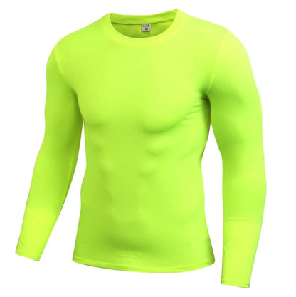 Men's Dry-Fit long sleeve compression top in various colours, designed for active wear and workouts