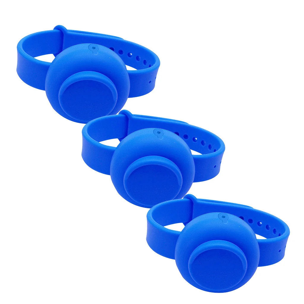 Portable Silicone Disinfectant Bracelet available in yellow, red, green, blue, black, and pink