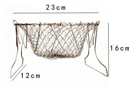Stainless steel foldable deep fry basket for kitchen use