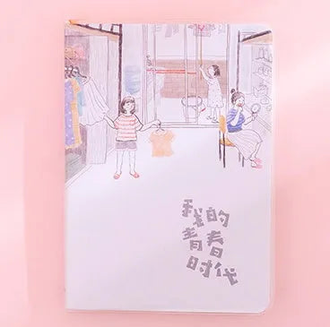 Colour page button notebook with Cherry Blossom design, PU cover, and button closure, 11cm by 15cm
