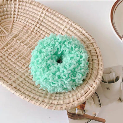 Korean style luminous hair circle plush head rope lady cloth hair tie in various colours