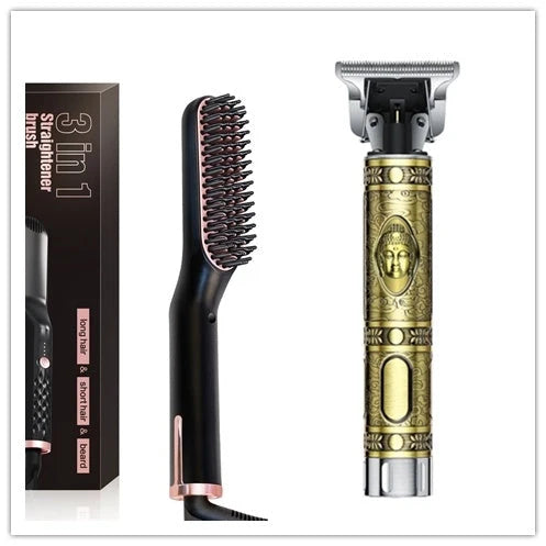 Multifunctional electric straightening hair comb with ceramic glaze and rotating cord