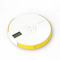 A compact blue alarm clock pill dispenser with seven compartments and an LED time display.