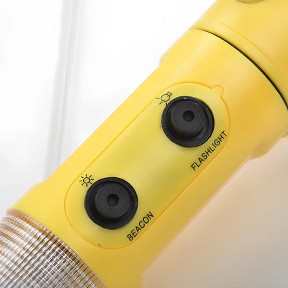 Compact 19.5cm car emergency LED torch with hammer, belt cutter and magnetic beacon, 120g weight